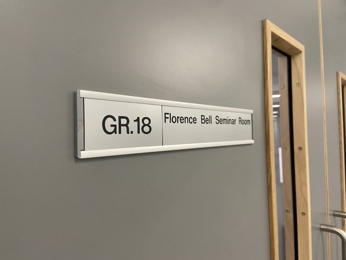 Florence Bell seminar room in the new Bragg building at the University of Leeds